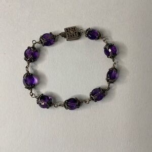 Amethyst Stones And Sterling Silver Bracelet